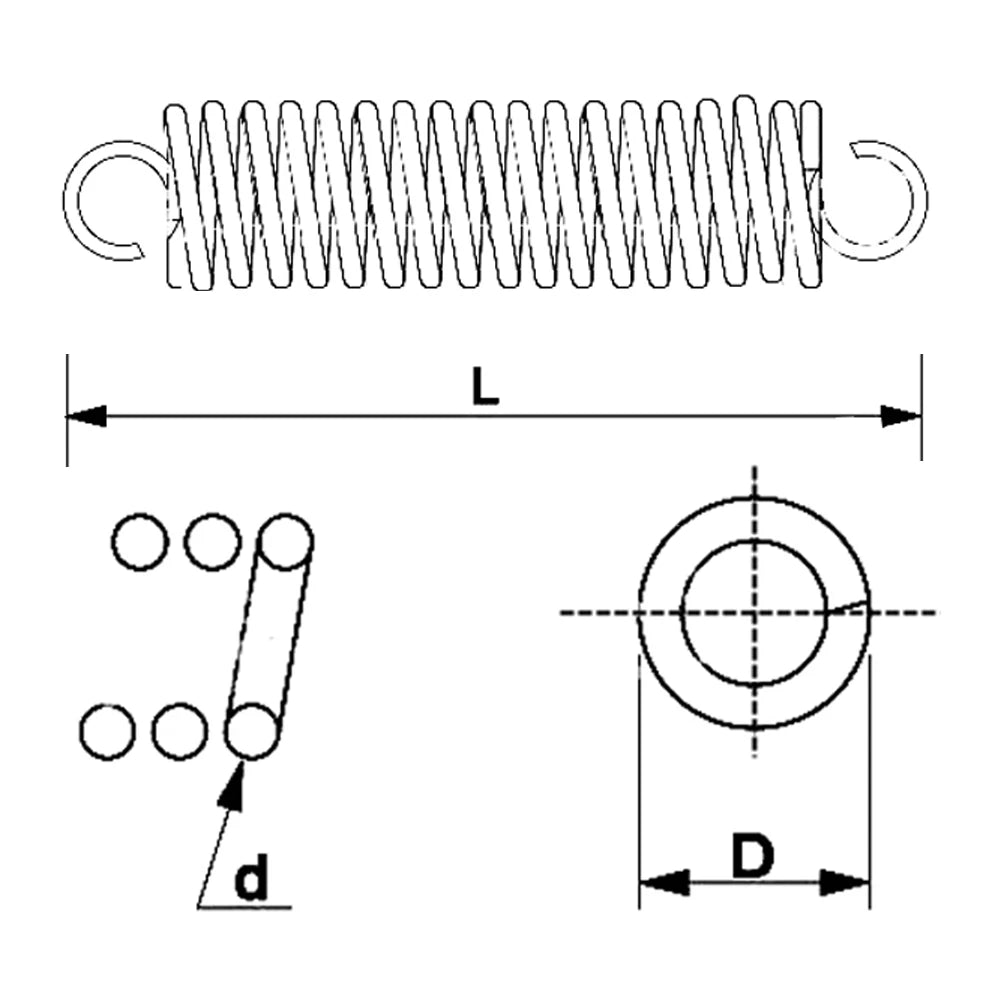 Pilates Allegro 2 Reformer Replacement Spring – Music Wire Steel with Hook