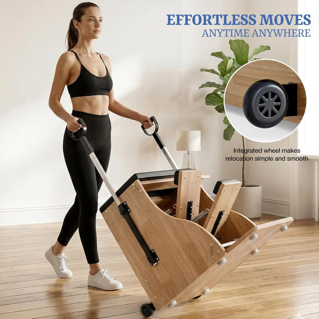 Pilates Combo Chair with Split Pedals & Handles – Solid Wood, Includes Wood Panel Bracket & Non-Slip Socks