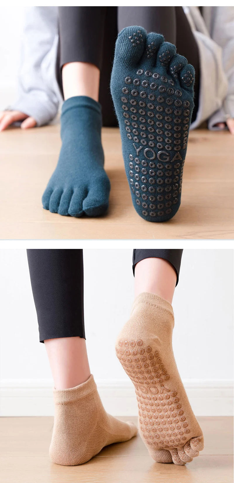 Five-Toe Non-Slip Pilates Socks for Women – Silicone Grip product image