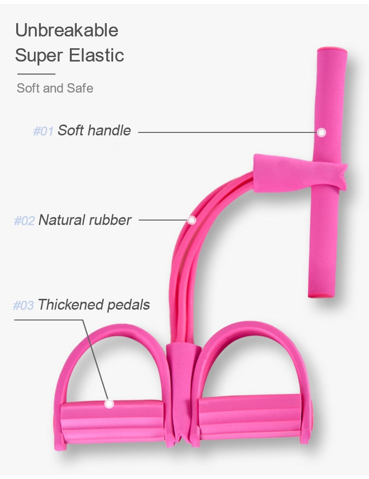 Pilates 4-Tube Elastic Pedal Puller Resistance Band – Portable Full-Body Fitness & Cardio Training