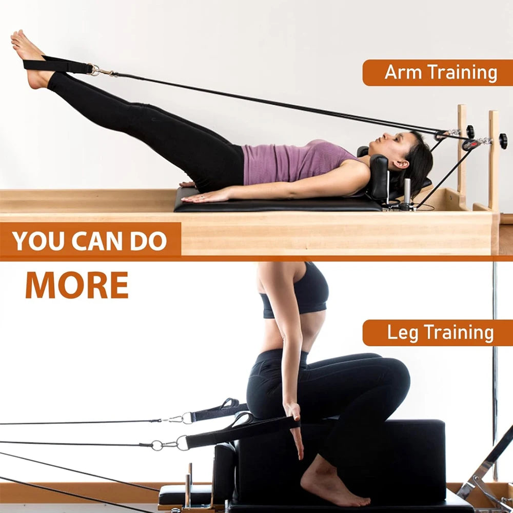 Pilates Double Loop Strap with D-Ring – Double Padded Hand & Foot Strap for Reformer & Yoga Training