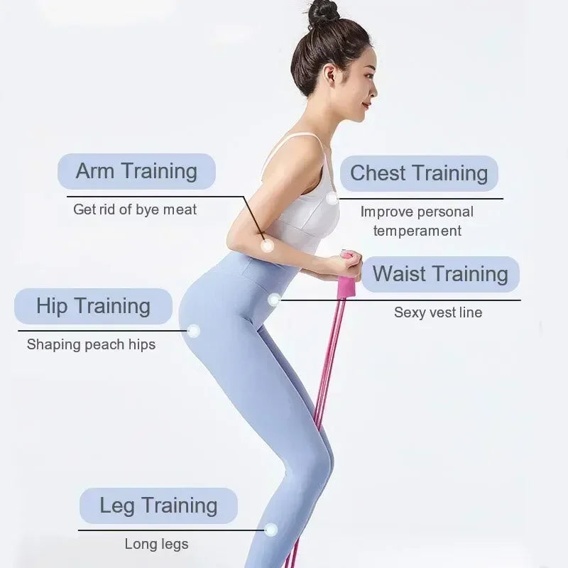 Pilates 4-Tube Elastic Pedal Puller Resistance Band – Portable Full-Body Fitness & Cardio Training